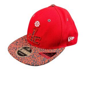 New Era Mens Red Snapback Hat Graphic Adjustable Fit